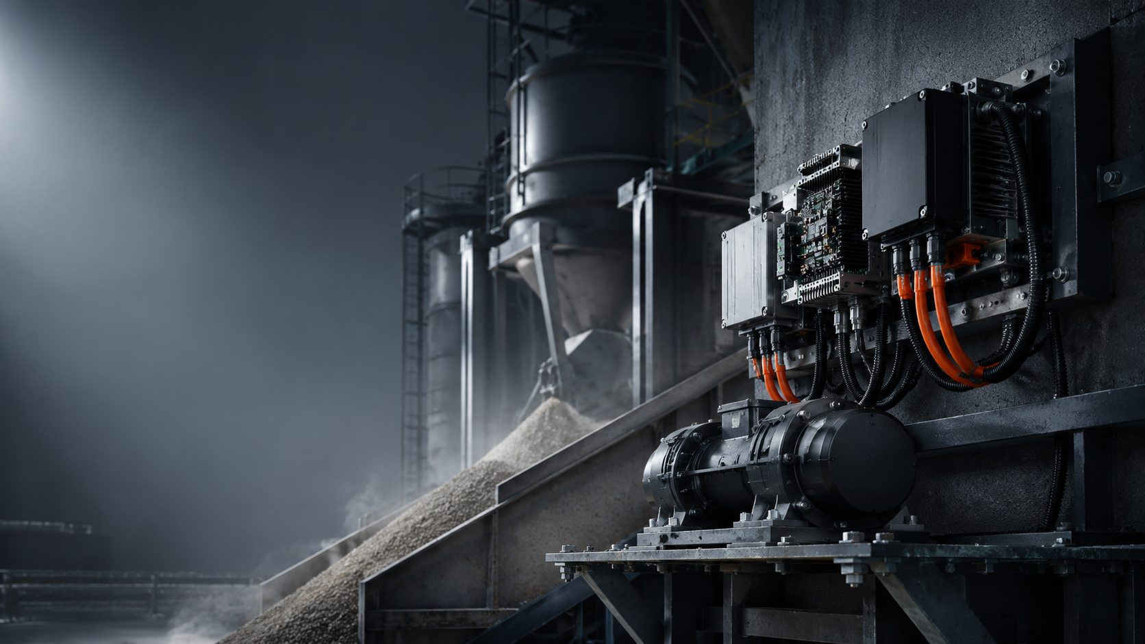 Industrial vibrator motor and power-control installation