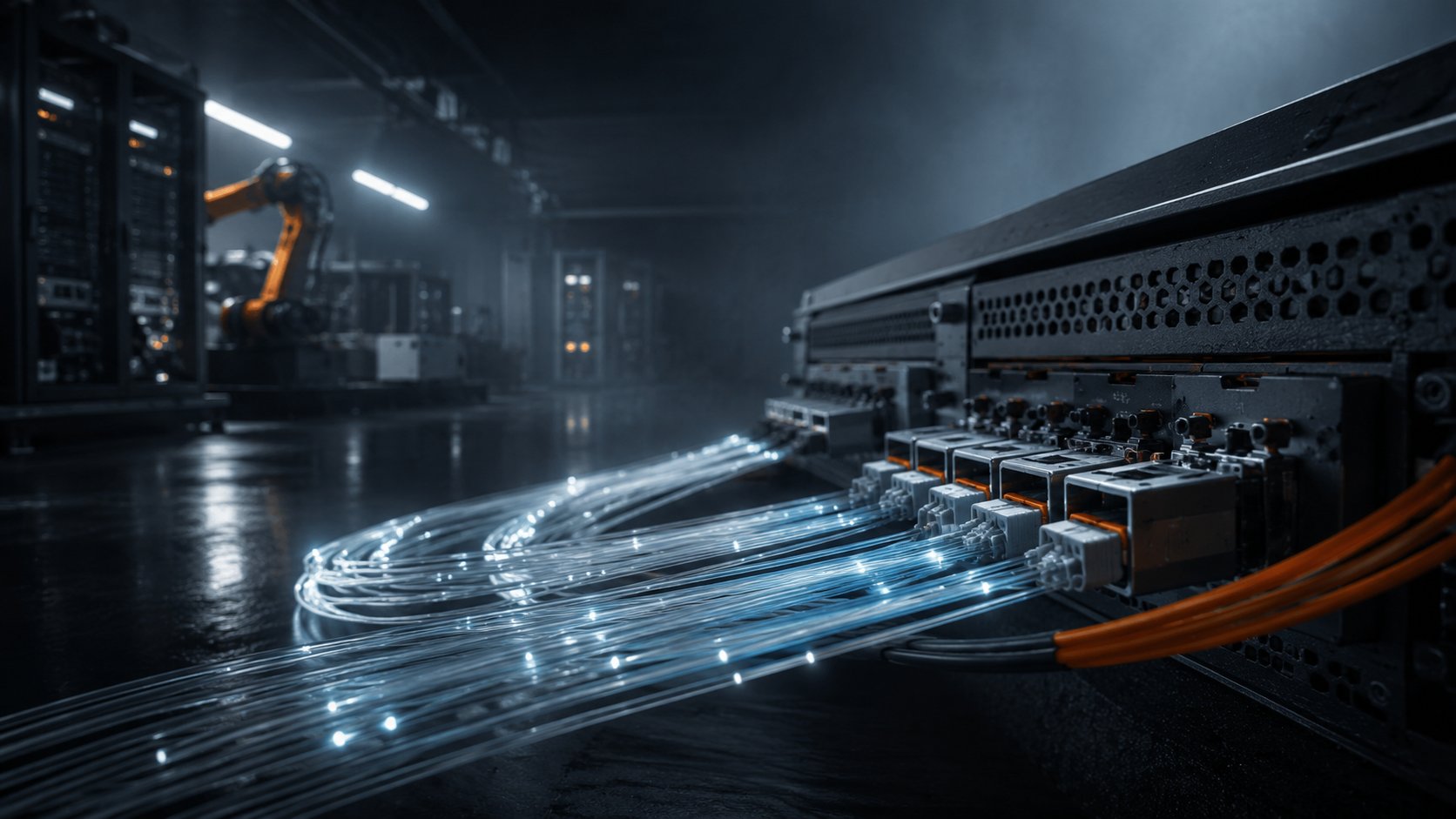 Industrial fibre-optic links connected to communication and automation equipment